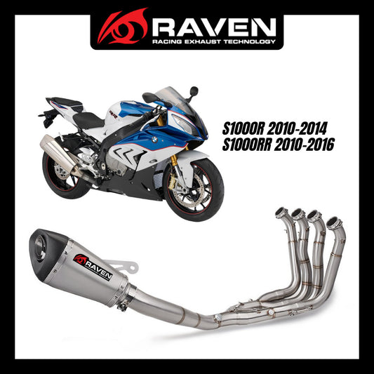 RAVEN BMW S1000R S1000RR 2010-2016 60mm Motorcycle Full System Exhaust Stainless Steel Carbon Cap