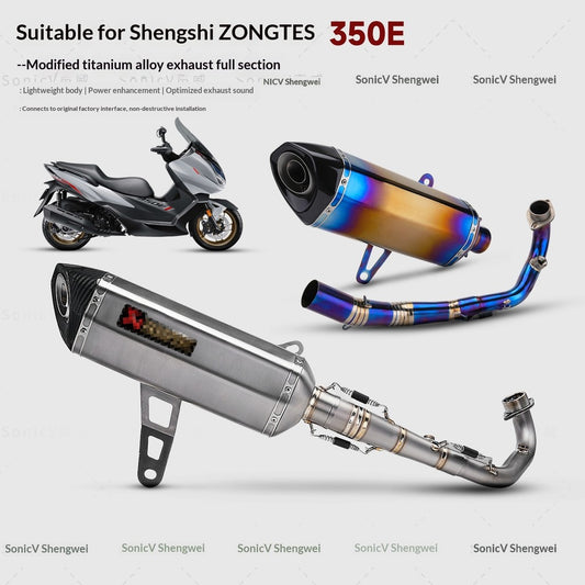 Zontes 350e Modified Titanium Exhaust Pipe Full System Akrapovic Zontes 350E Exhaust Titanium