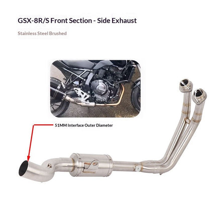 SUZUKI GSX8S 8R Stainless Steel Header GSX-8R GSX-8S Titanium Full System Header 51mm Muffler