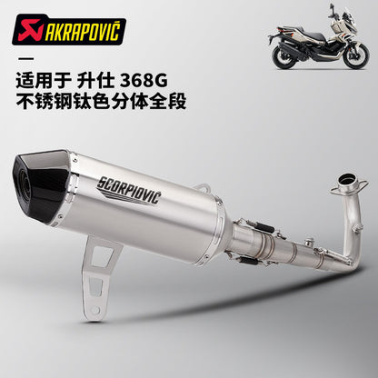 ZONTES 368G Exhaust Pipe Stainless Steel Carbon Cap Zontes 368G Header Pipe Muffler 2024-2025