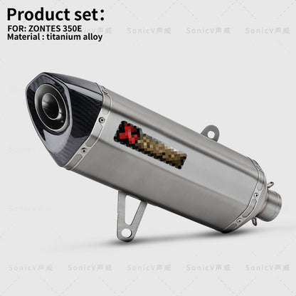 Zontes 350e Modified Titanium Exhaust Pipe Full System Akrapovic Zontes 350E Exhaust Titanium