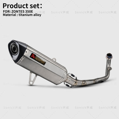 Zontes 350e Modified Titanium Exhaust Pipe Full System Akrapovic Zontes 350E Exhaust Titanium