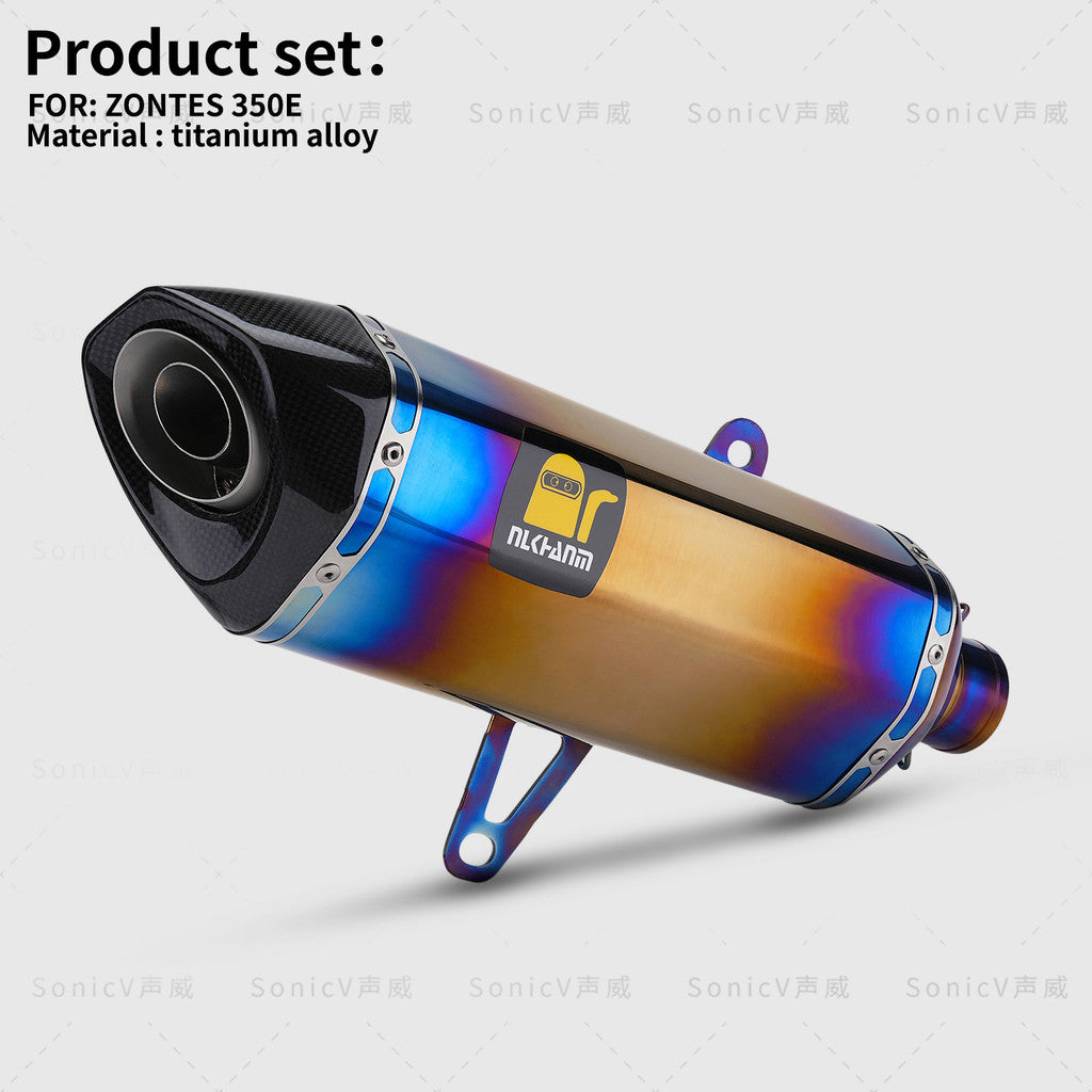Zontes 350e Modified Titanium Exhaust Pipe Full System Akrapovic Zontes 350E Exhaust Titanium
