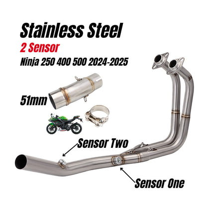 Kawasaki Ninja 250 Ninja 400 Ninja 500 2018-2025 Single Double O2 Full System Exhaust for 51mm Muffler