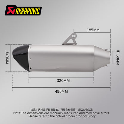 AKRAPOVIC 60MM Universal Muffler Superbike ZX10R ZX6R S1000RR Z1000 CRB1000RR 60mm Universal Muffler