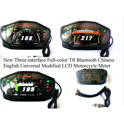 New Three-interface Full-color Tft Bluetooth Chinese English Universal Modified LCD Motorcycle Meter