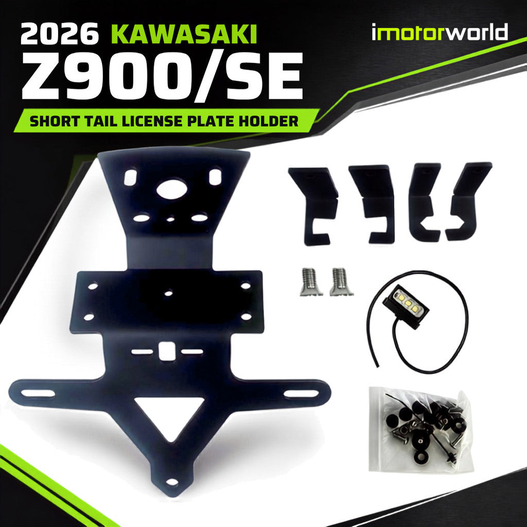 2026 Kawasaki Z900 V3 Z900SE Short Tail License Plate Holder Modified LED Stainless Steel License Plate Holder