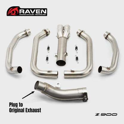 RAVEN 2025 Kawasaki Z900 SE A2 Exhaust Pipe Header Dual Oxygen Sensor Original Muffler 2025 Z900