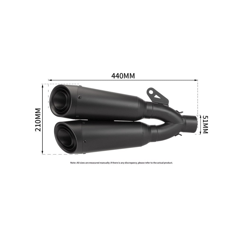 RAVEN 51mm Universal Twin Muffler for CBR650 S1000RR SRK600 MT09 Dual Exhaust Universal Tail Section