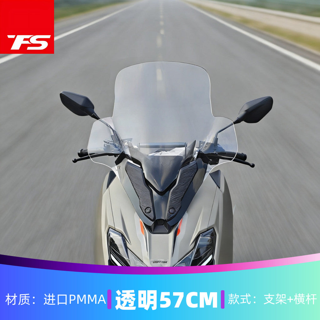 TFS Zontes 150X Motorcycle Windshield for Zontes 150X Windshield with Crossbar Phone Bracket