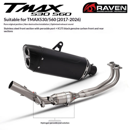 RAVEN Motorcycle Exhaust Pipe Full System for TMAX530 TMAX560 2017-2026 Dual Oxygen Sensor Pipe
