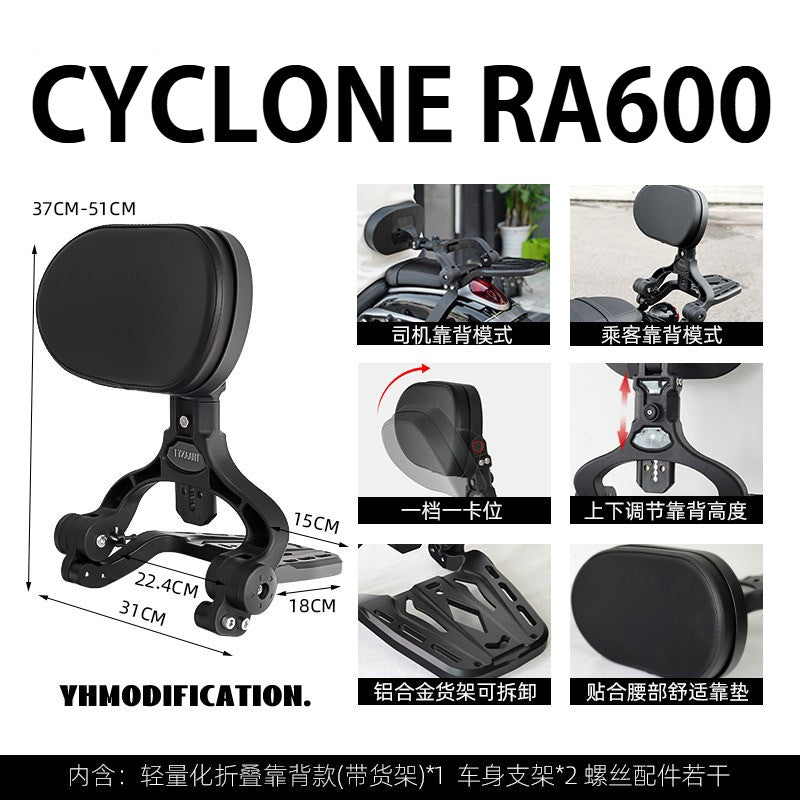 Cyclone RA600 Accessories Motorcycle Crash Bar Backrest Folding Rack for Cyclone RA 600 Side bag