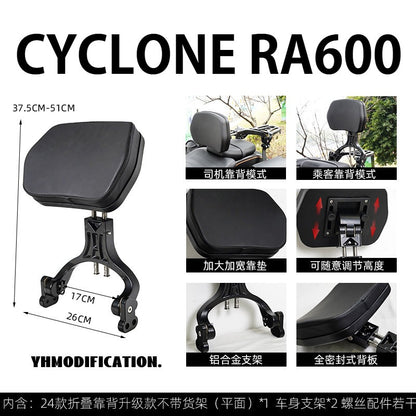 Cyclone RA600 Accessories Motorcycle Crash Bar Backrest Folding Rack for Cyclone RA 600 Side bag