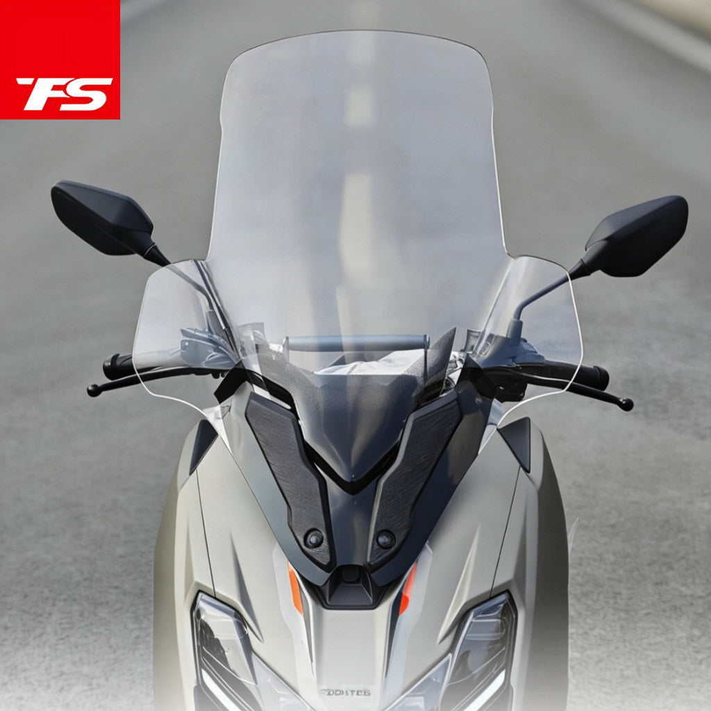 TFS Zontes 150X Motorcycle Windshield for Zontes 150X Windshield with Crossbar Phone Bracket