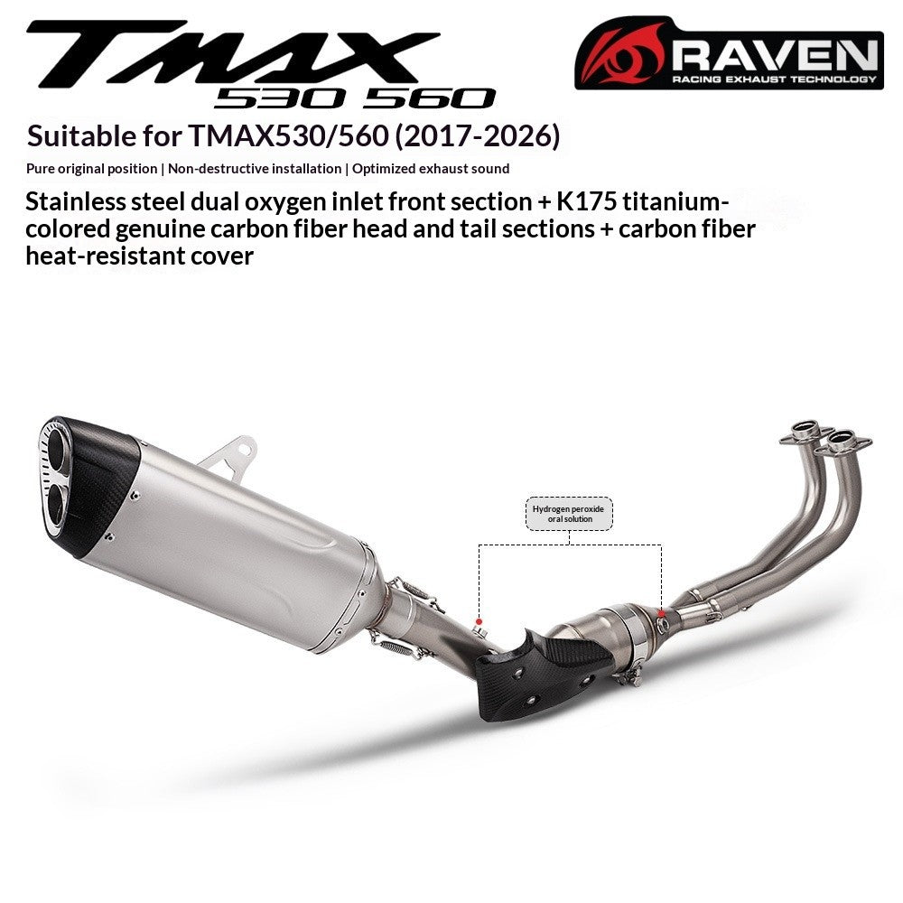 RAVEN Motorcycle Exhaust Pipe Full System for TMAX530 TMAX560 2017-2026 Dual Oxygen Sensor Pipe