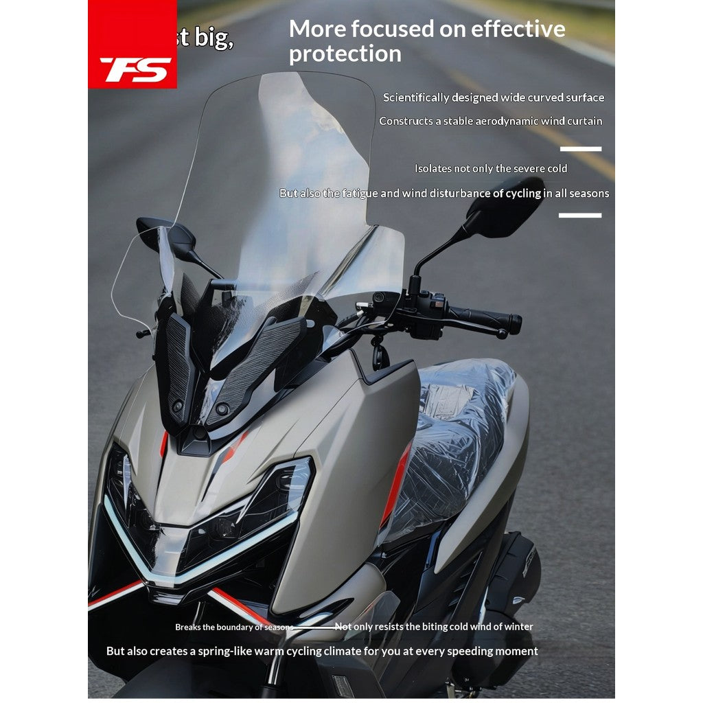 TFS Zontes 150X Motorcycle Windshield for Zontes 150X Windshield with Crossbar Phone Bracket