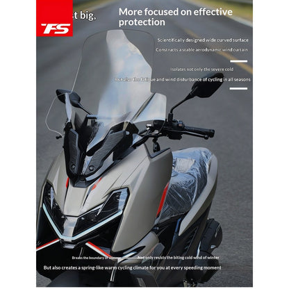 TFS Zontes 150X Motorcycle Windshield for Zontes 150X Windshield with Crossbar Phone Bracket
