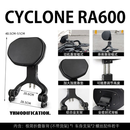 Cyclone RA600 Accessories Motorcycle Crash Bar Backrest Folding Rack for Cyclone RA 600 Side bag