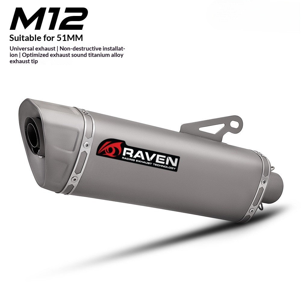 RAVEN 51mm 60mm Universal Motorcycle Exhaust Pipe M12 Titanium Muffler For Z1000 RSV4 Daytona R6