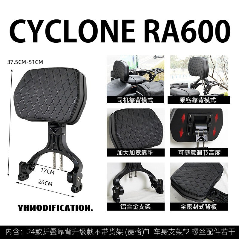 Cyclone RA600 Accessories Motorcycle Crash Bar Backrest Folding Rack for Cyclone RA 600 Side bag