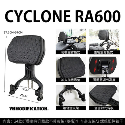 Cyclone RA600 Accessories Motorcycle Crash Bar Backrest Folding Rack for Cyclone RA 600 Side bag