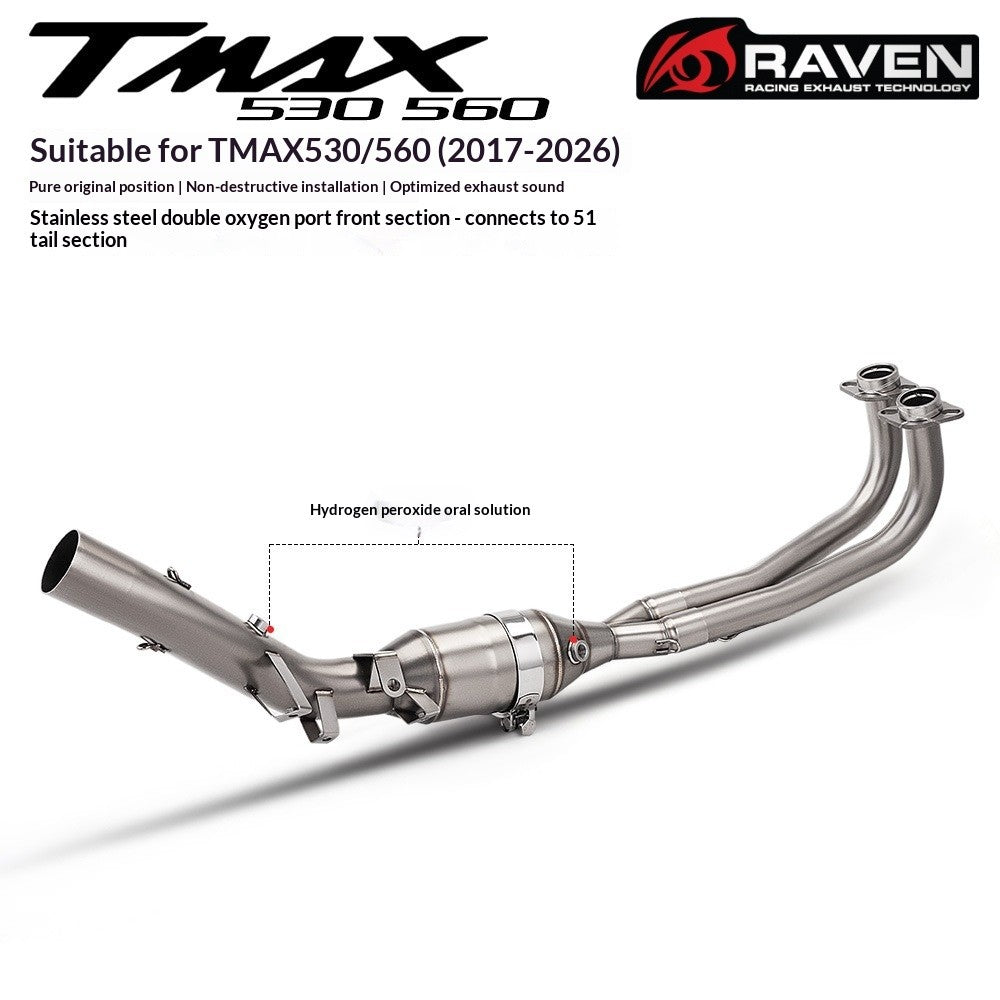 RAVEN Motorcycle Exhaust Pipe Full System for TMAX530 TMAX560 2017-2026 Dual Oxygen Sensor Pipe