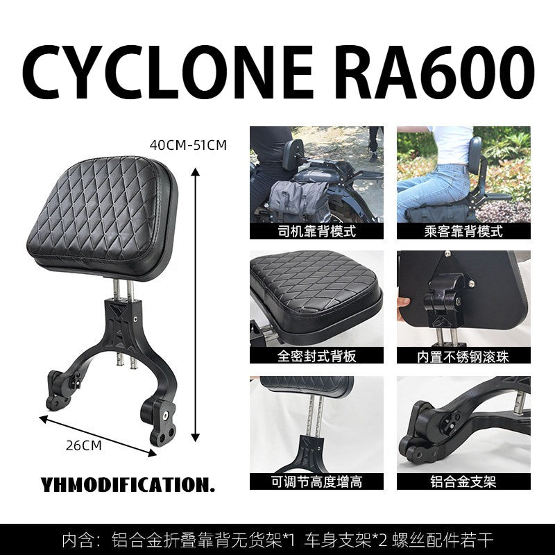 Cyclone RA600 Accessories Motorcycle Crash Bar Backrest Folding Rack for Cyclone RA 600 Side bag