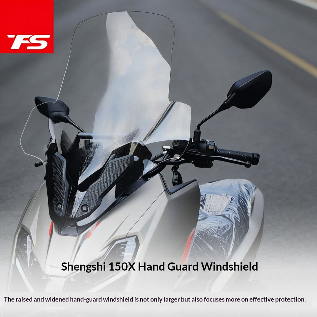 TFS Zontes 150X Motorcycle Windshield for Zontes 150X Windshield with Crossbar Phone Bracket
