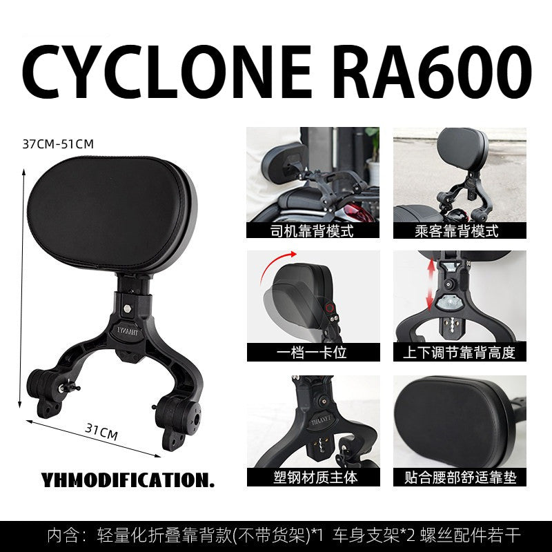 Cyclone RA600 Accessories Motorcycle Crash Bar Backrest Folding Rack for Cyclone RA 600 Side bag