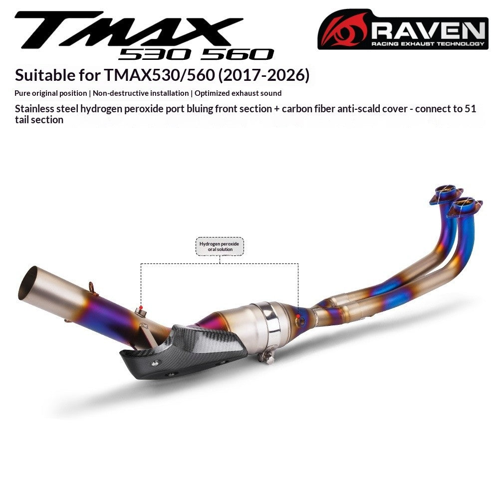RAVEN Motorcycle Exhaust Pipe Full System for TMAX530 TMAX560 2017-2026 Dual Oxygen Sensor Pipe