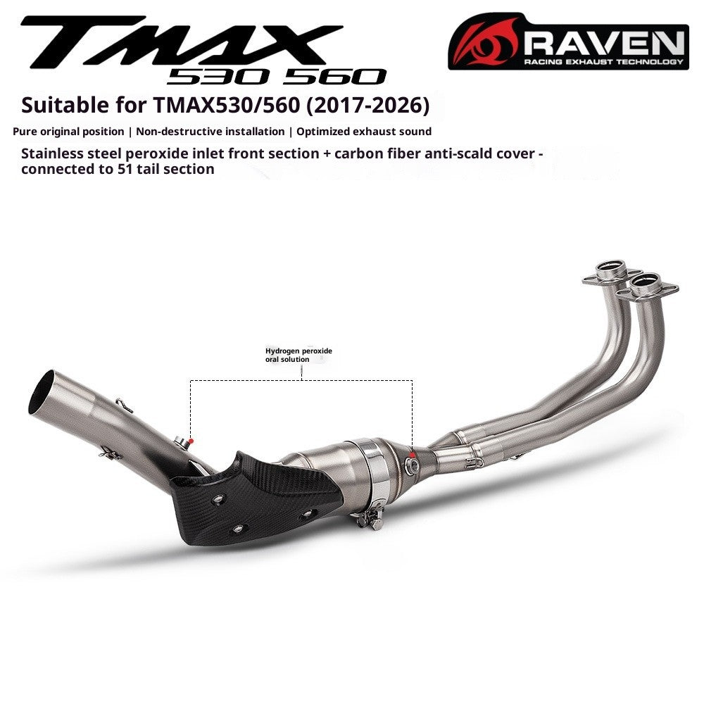 RAVEN Motorcycle Exhaust Pipe Full System for TMAX530 TMAX560 2017-2026 Dual Oxygen Sensor Pipe