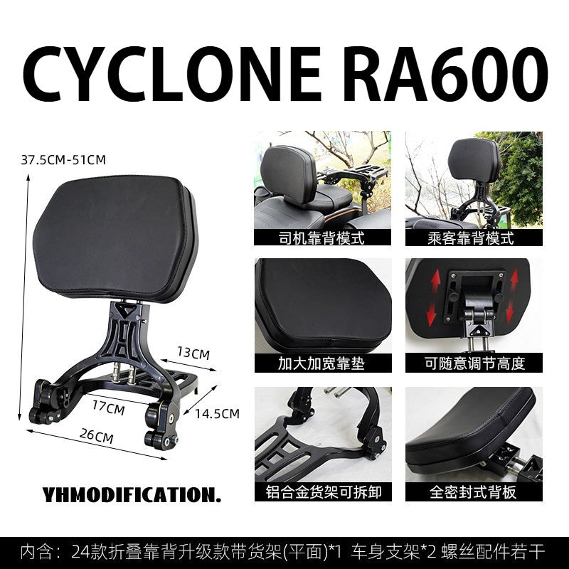 Cyclone RA600 Accessories Motorcycle Crash Bar Backrest Folding Rack for Cyclone RA 600 Side bag