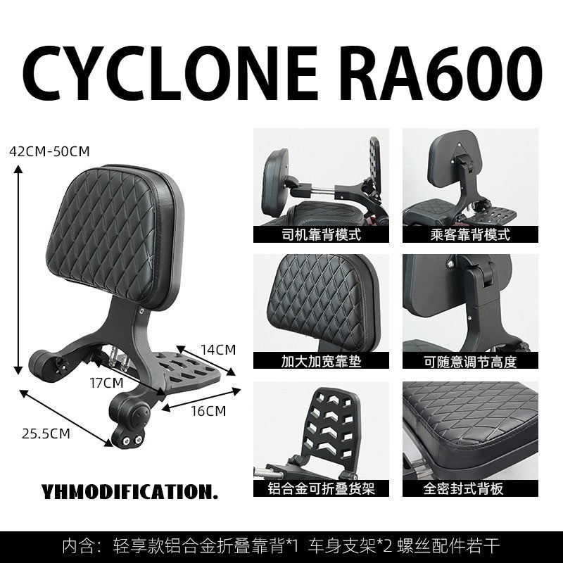 Cyclone RA600 Accessories Motorcycle Crash Bar Backrest Folding Rack for Cyclone RA 600 Side bag