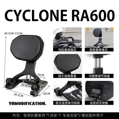 Cyclone RA600 Accessories Motorcycle Crash Bar Backrest Folding Rack for Cyclone RA 600 Side bag