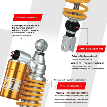 JSMT Rear Shock Absorber for Aprilia SR GT200 SRMAX250 300 Rear Suspension Adjustable Pre-load
