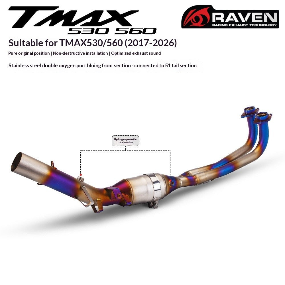 RAVEN Motorcycle Exhaust Pipe Full System for TMAX530 TMAX560 2017-2026 Dual Oxygen Sensor Pipe