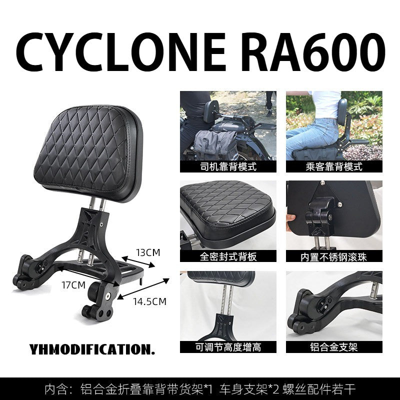 Cyclone RA600 Accessories Motorcycle Crash Bar Backrest Folding Rack for Cyclone RA 600 Side bag