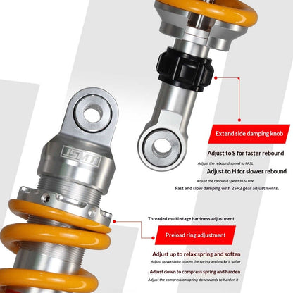 JSMT Rear Shock Absorber Qjmotor SRV700 Benda LFC 700 Adjustable Pre-load Nitrogen Absorber
