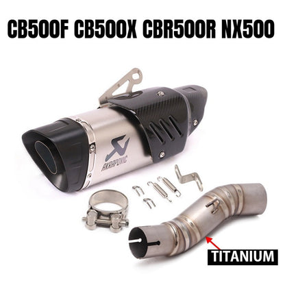 Honda CB500F Motorcycle Exhaust CB500X CBR500R NX500 Titanium Stainless Steel Exhaust Pipe Slip On