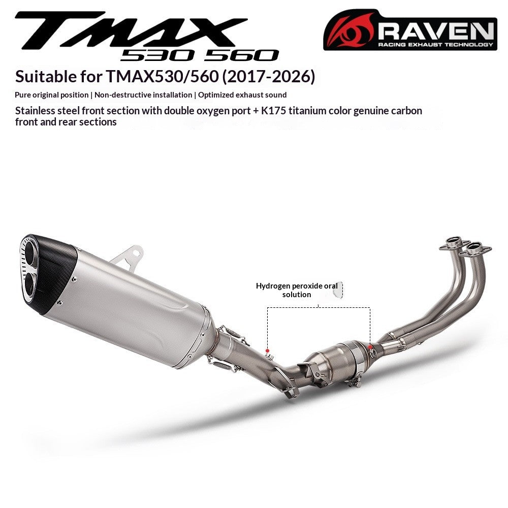 RAVEN Motorcycle Exhaust Pipe Full System for TMAX530 TMAX560 2017-2026 Dual Oxygen Sensor Pipe