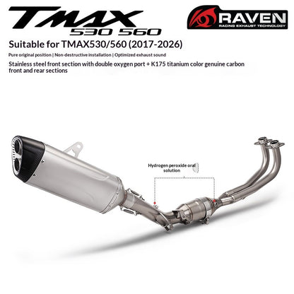 RAVEN Motorcycle Exhaust Pipe Full System for TMAX530 TMAX560 2017-2026 Dual Oxygen Sensor Pipe