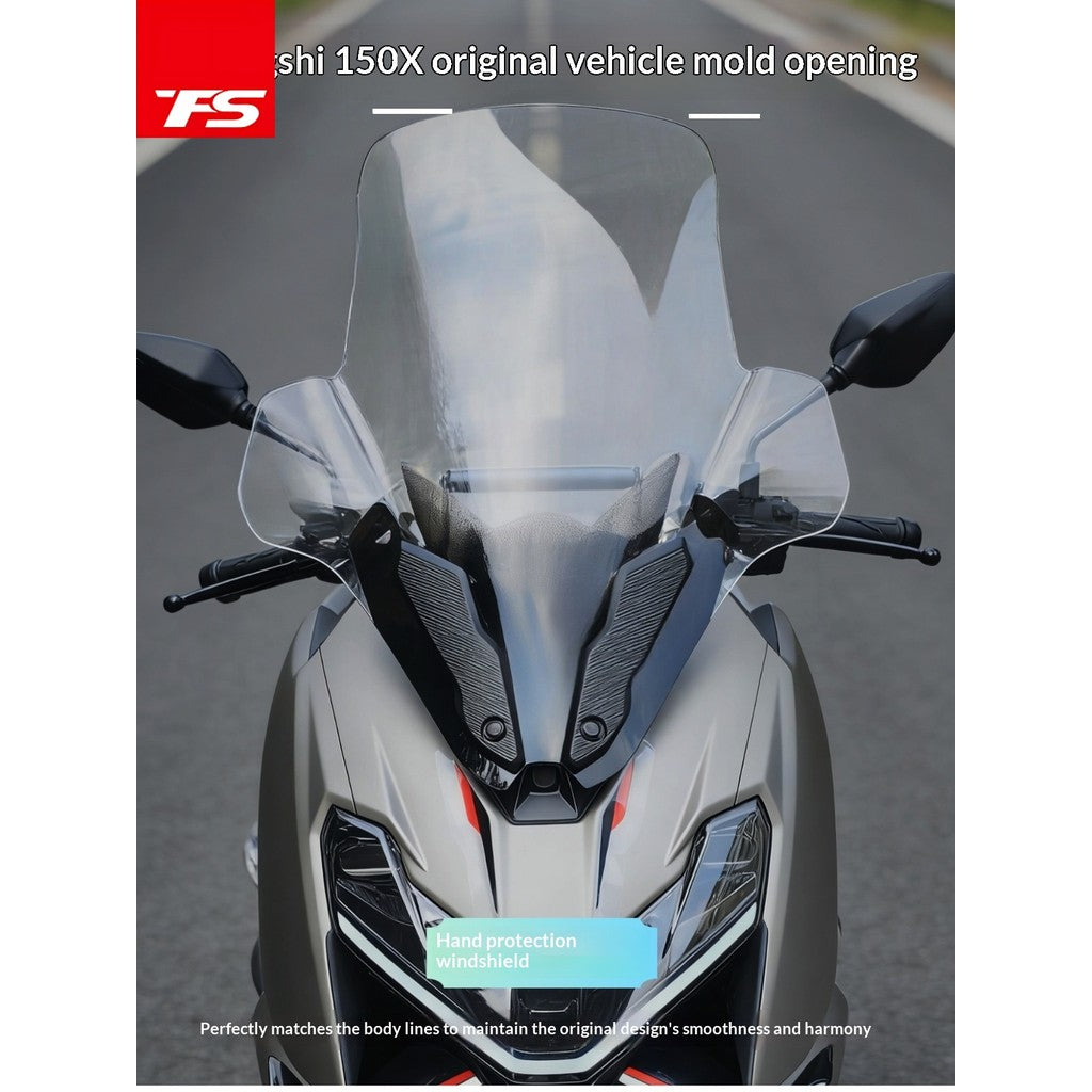 TFS Zontes 150X Motorcycle Windshield for Zontes 150X Windshield with Crossbar Phone Bracket